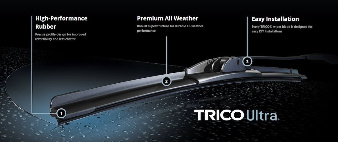 Trico Windshield Wiper Blade, Ultra ®, 29 Inch Length, Single Blade, With Spoiler, Black, Beam Type, Plastic/Steel Blend Frame – 13-291