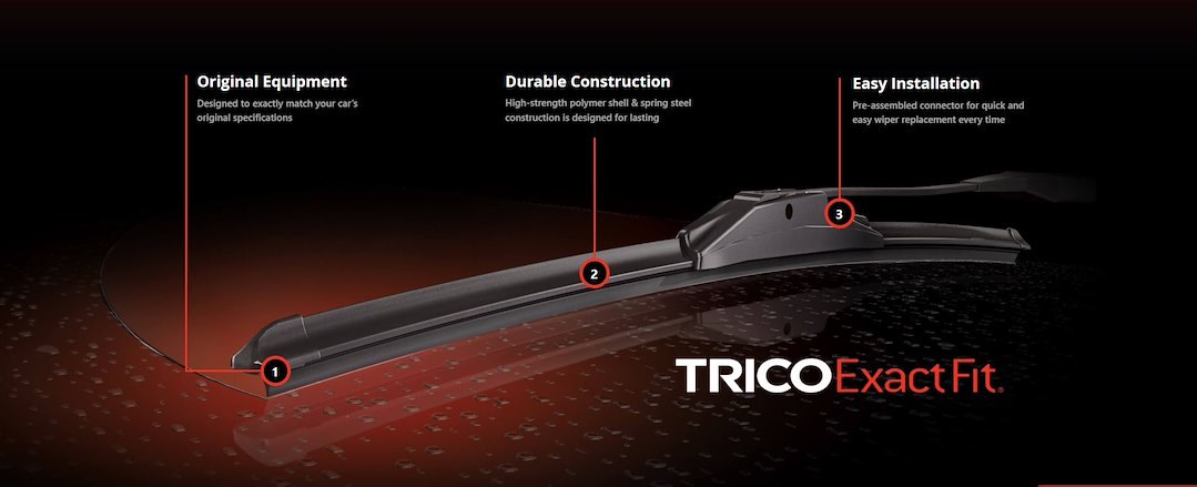 Trico Windshield Wiper Blade, Exactfit®, 24 Inch, Black, Beam Type – 24-15B