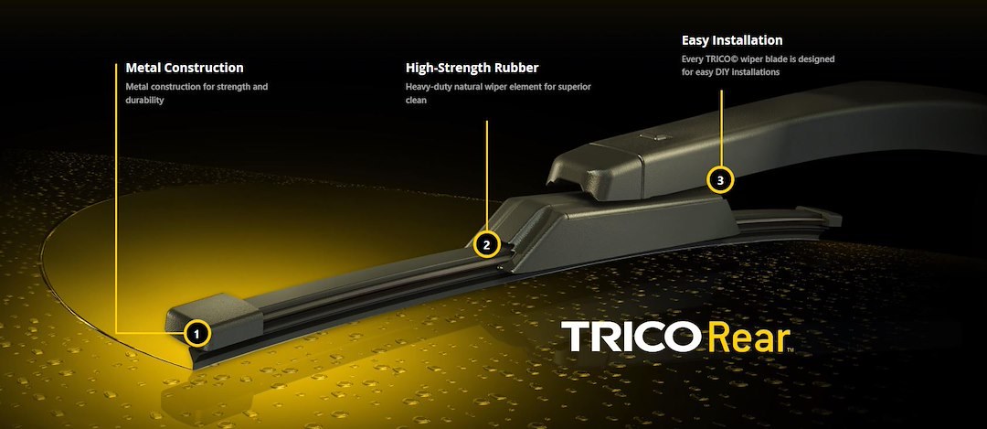 Trico Windshield Wiper Blade, Exactfit®, 12 Inch Length, Metal Frame, Rubber, Black, Single Blade – 55-120
