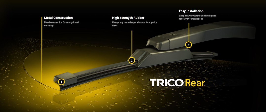 Trico Windshield Wiper Blade, Exactfit®, 14 Inch Length, Metal Frame, Black, Rubber, Single Blade – 55-140
