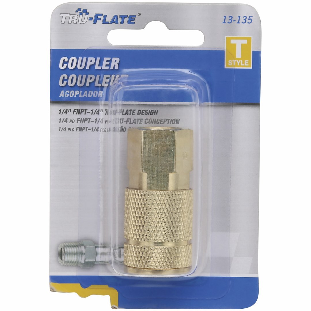 Truflate Hose End Quick Disconnect Coupling, Coupler End, 1/4 Inch Female NPT X 1/4 Inch Body Size – 13-135