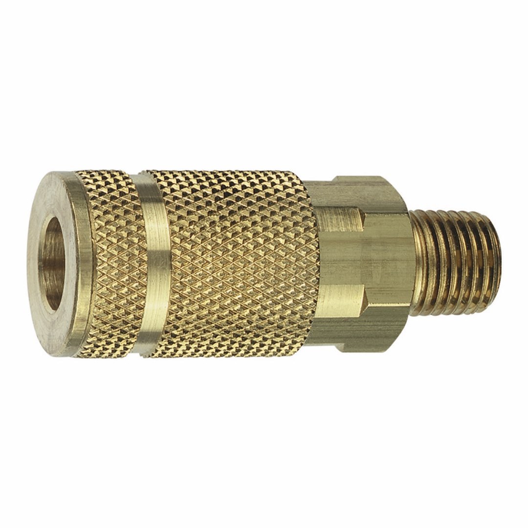 Truflate Hose End Quick Disconnect Coupling, Coupler End, 1/4 Inch Male NPT X 1/4 Inch Body Size, Aro Design (one Wide Band Coupler Body) – 13-325