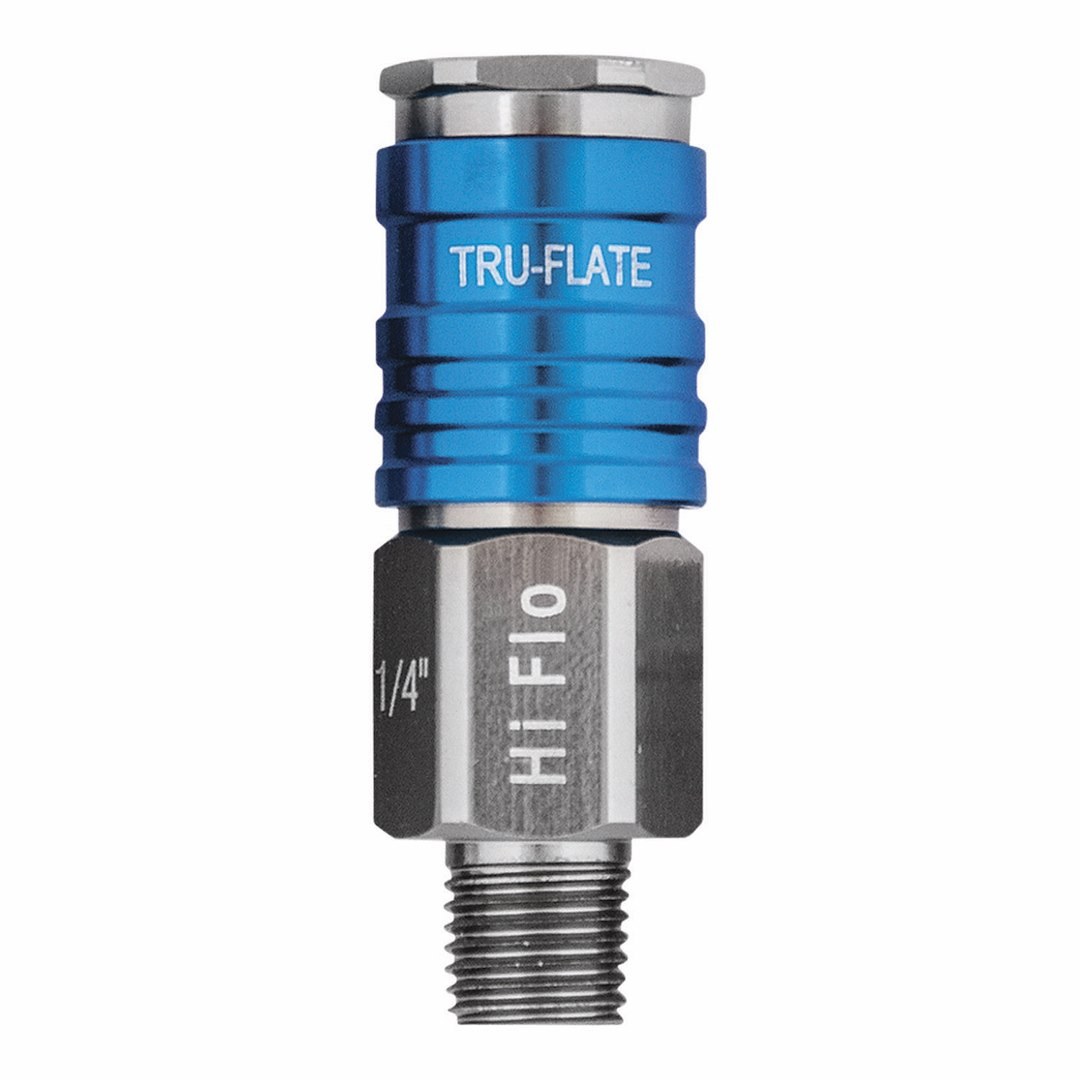 Truflate Hose End Quick Disconnect Coupling, Coupler End, 1/4 Inch Male NPT X 1/4 Inch Body Size, Hi-Flo Design – 13-925