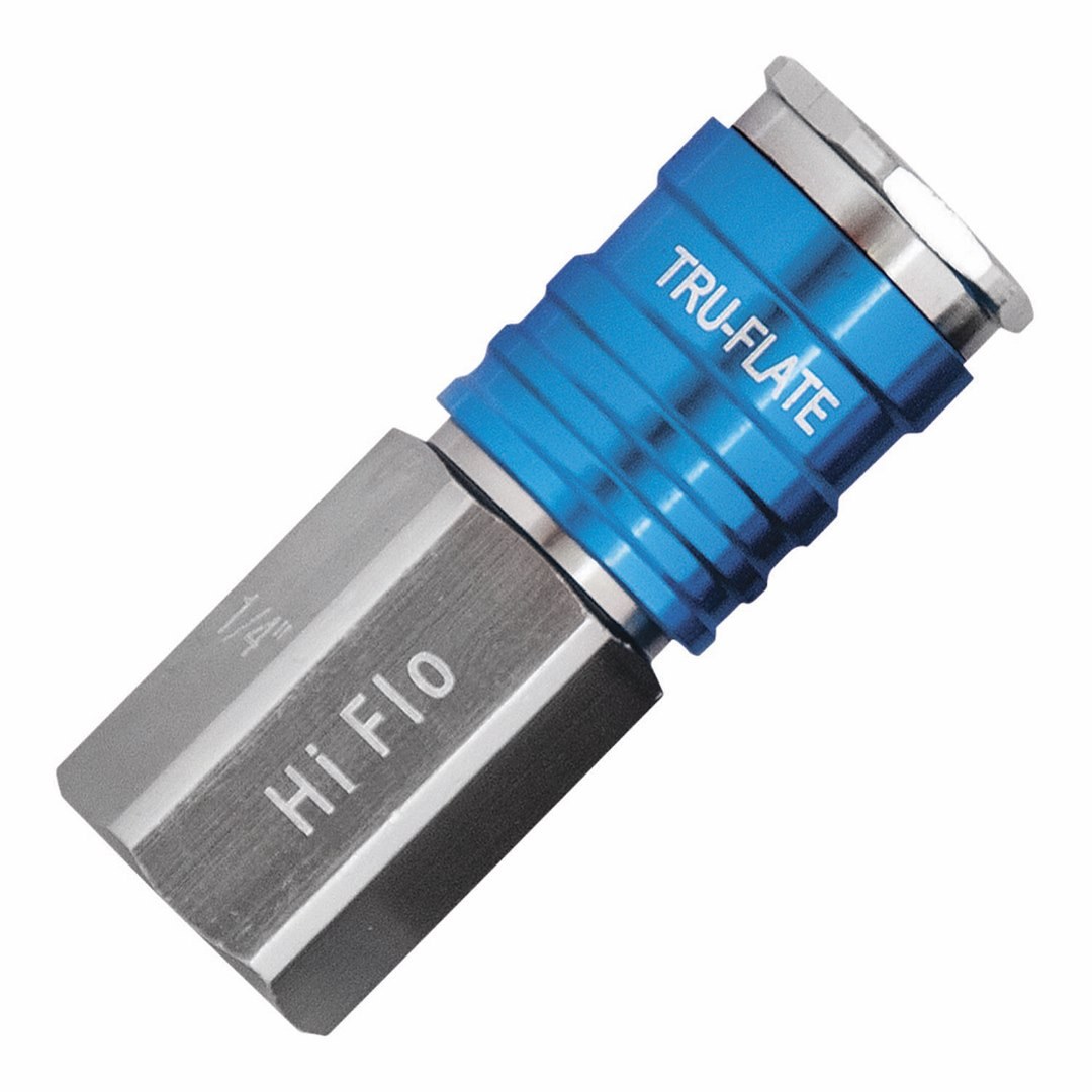 Truflate Hose End Quick Disconnect Coupling, Coupler End, 1/4 Inch Female NPT X 1/4 Inch Body Size, Hi-Flo Design – 13-935