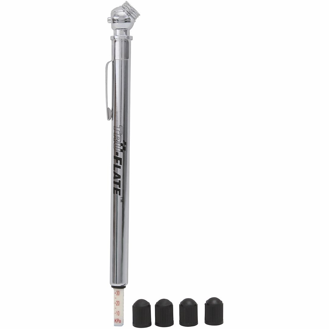Truflate Tire Pressure Gauge, Stick Style, For Low Pressure Tire, 1-20 Pounds Per Square Inch (PSI), Chrome Plated, Carded Packaging – 17-521