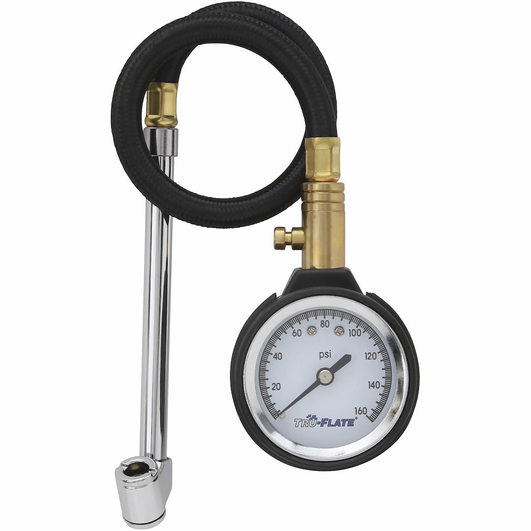 Truflate Tire Pressure Gauge, Dial Style Truck Tire Gauge with Rugged Rubber Casing, Analog Display, 10-150 Pounds Per Square Inch (PSI) – 17-555