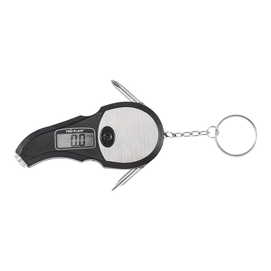 Truflate Tire Pressure Gauge, Keychain Gadget Style, Digital Counter Display, 5-150 Pounds Per Square Inch (PSI) – 17-584