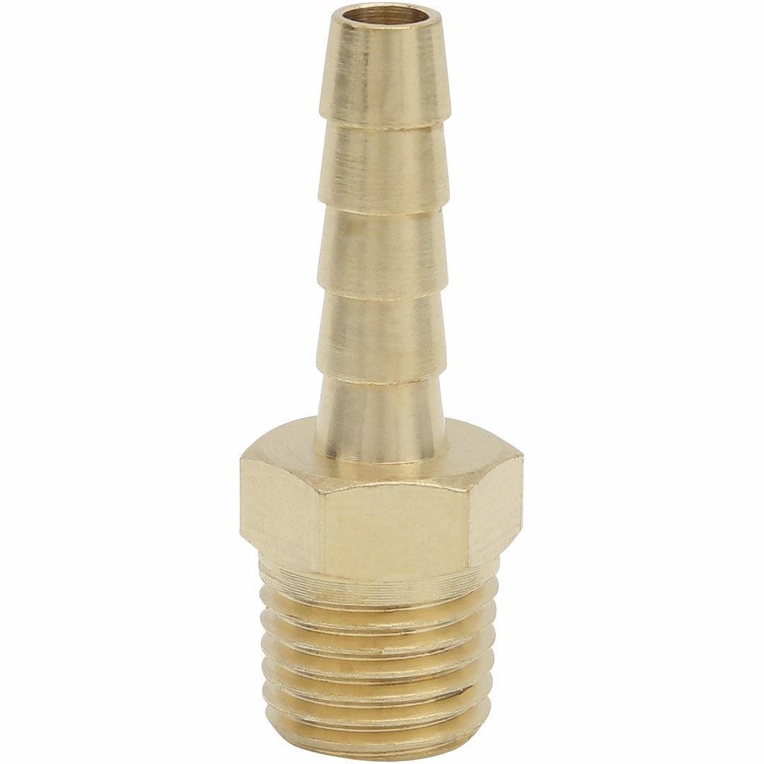 Truflate Adapter Fitting, 1/4 Inch Inside Diameter Hose X 1/4 Inch Male NPT, Use with Hose Clamp/ Ferrule, Brass, Single, Carded Packaging – 21-123
