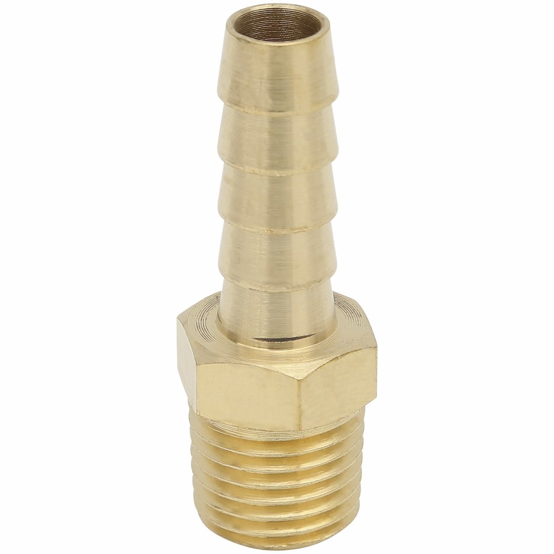 Truflate Adapter Fitting, 5/16 Inch Inside Diameter Hose X 1/4 Inch Male NPT, Use with Hose Clamp/ Ferrule, Brass, Single, Carded Packaging – 21-133