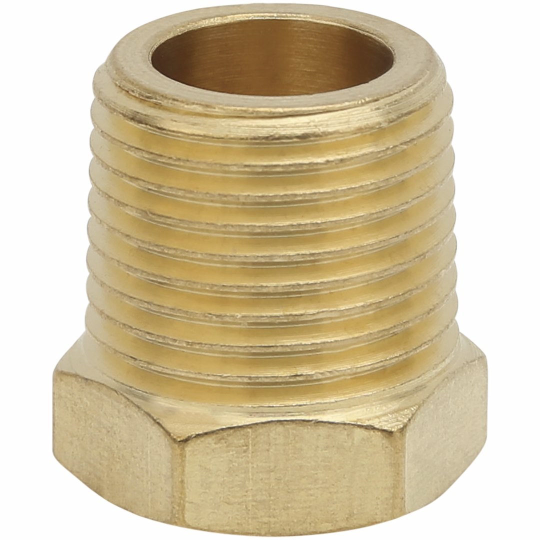 Truflate Adapter Fitting, 1/4 Inch Female NPT X 3/8 Inch Male NPT, Bushing, Brass, Single, Carded Packaging – 21-535