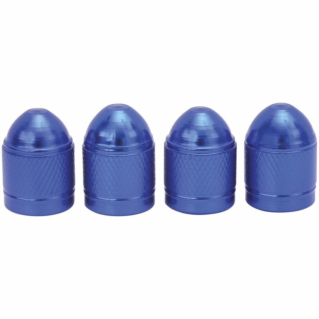 Truflate Valve Stem Cap, For Tire Valve Dress-Up, Use with TPMS Valve, Blue, Aluminum, Pack of 4, Carded Packaging – 38-511