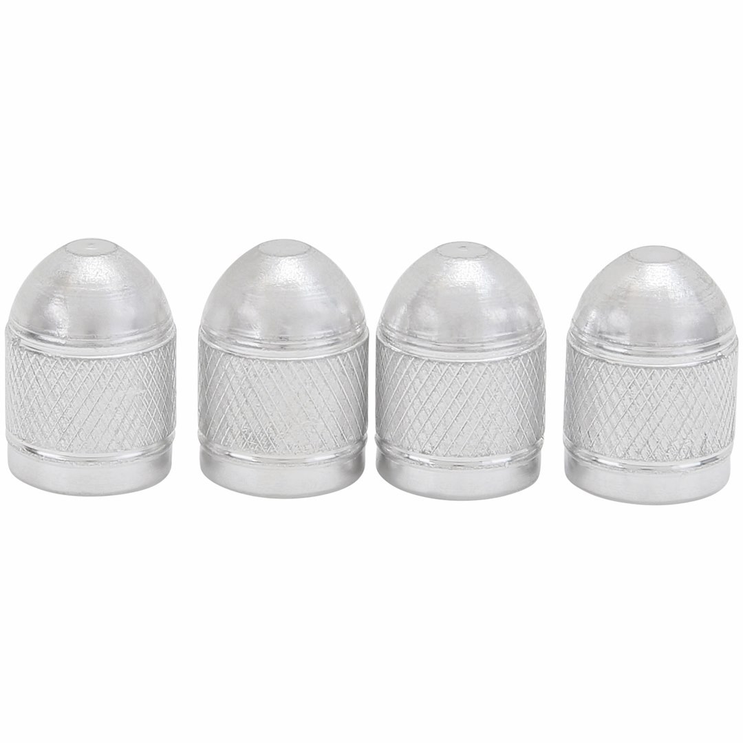 Truflate Valve Stem Cap, For Tire Valve Dress-Up, Use with TPMS Valve, Silver, Aluminum, Pack of 4, Carded Packaging – 38-513