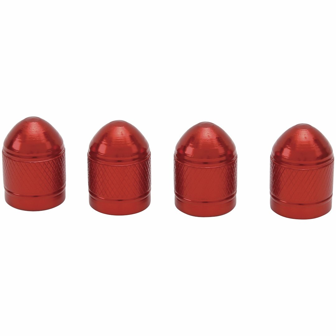 Truflate Valve Stem Cap, For Tire Valve Dress-Up, Use with TPMS Valve, Red, Aluminum, Pack of 4, Carded Packaging – 38-517