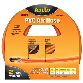 Truflate Air Hose, 3/8 Inch Diameter, 50 Foot Length, 300 PSI Working Pressure, 1/4 Inch Male NPT, Green – 575-50A