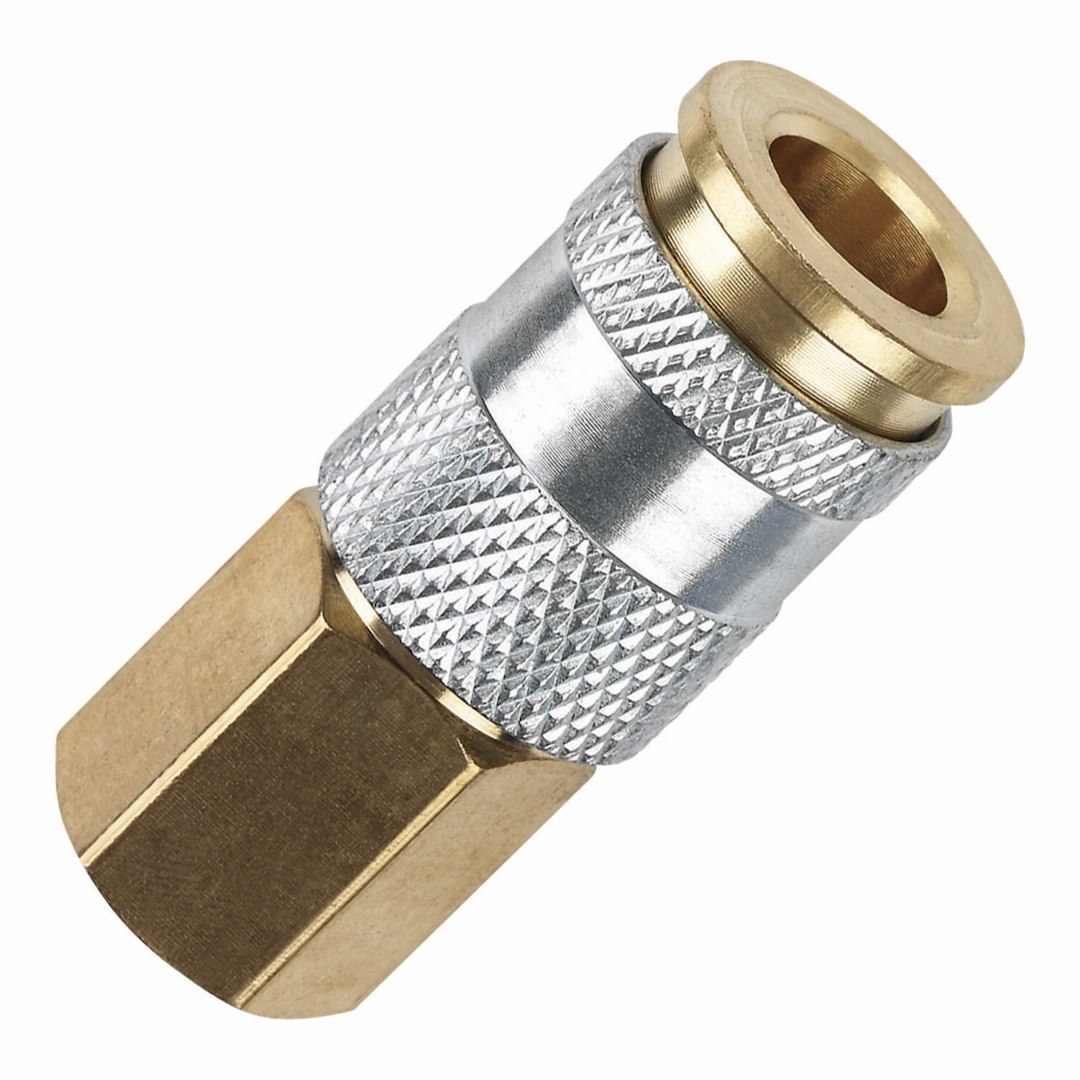Truflate Coupler Fitting, 1/4 Inch Female NPT X 1/4 Inch Female NPT, Straight, Brass, Single – C90