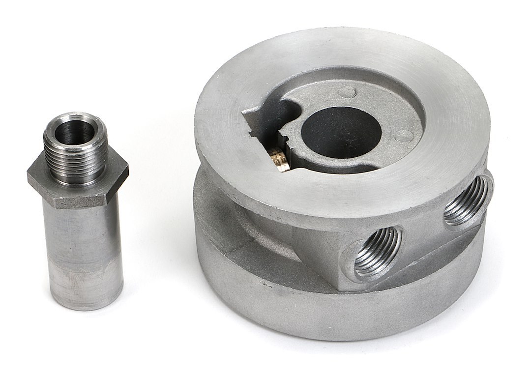 Trans-Dapt Performance Oil Cooler Adapter, Sandwich Adapter, 2-1/4 Inch Thick, 13/16 Inch -16 Thread Size – 1322