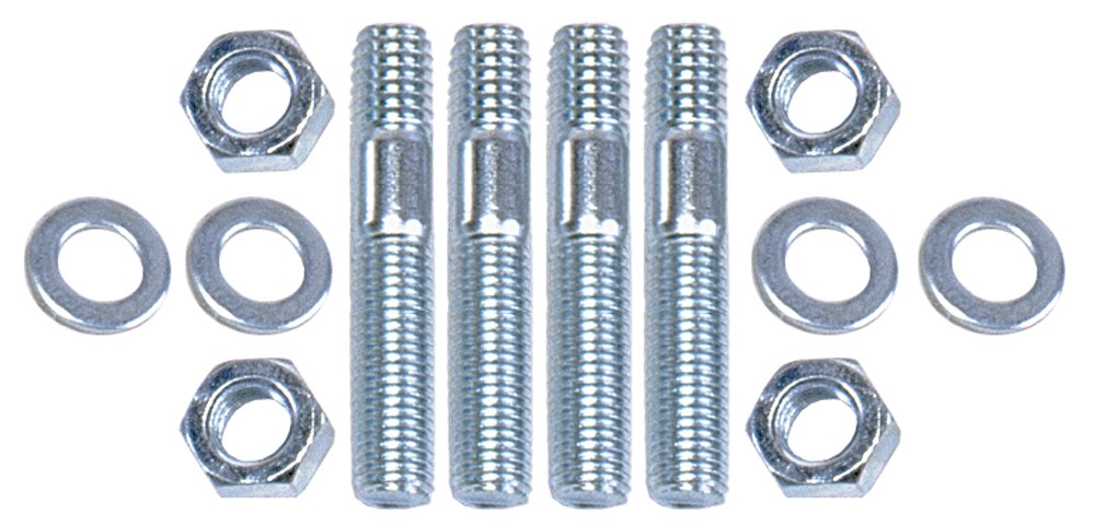 Trans-Dapt Performance Carburetor Stud Kit, 5/16 Inch Diameter, 2 Inch Overall Length, Zinc Plated, With Studs/ Nuts/ Washers, Set of 4 – 2047