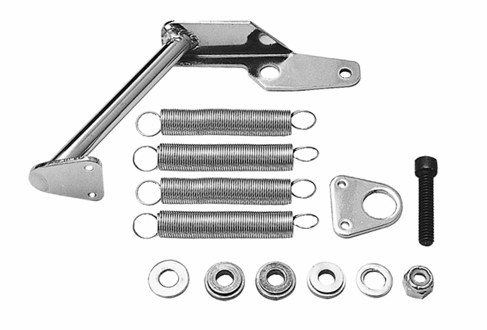 Trans-Dapt Performance Carburetor Throttle Return Spring Bracket, For Use with Holley Carburetors, Chrome, Steel, With Brackets and Springs – 2083