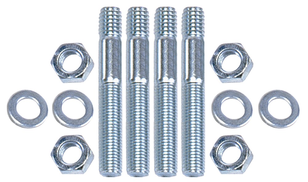 Trans-Dapt Performance Carburetor Stud Kit, 5/16 Inch Diameter, 3 Inch Overall Length, Zinc Plated, With Studs/ Nuts/ Washers/ Bolts, Set of 4 – 2106