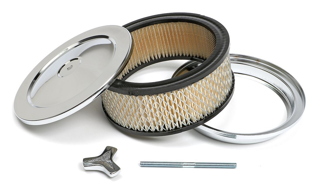 Trans-Dapt Performance Air Cleaner Assembly, 6-3/8 Inch Diameter X 2-1/2 Inch Height, Round, Chrome, With Filter – 2292