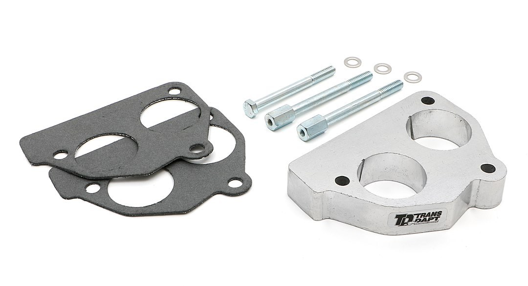 Trans-Dapt Performance Throttle Body Spacer, Swirl-Torque, 1 Inch Thick, Natural, Aluminum, 2 Port – 2534