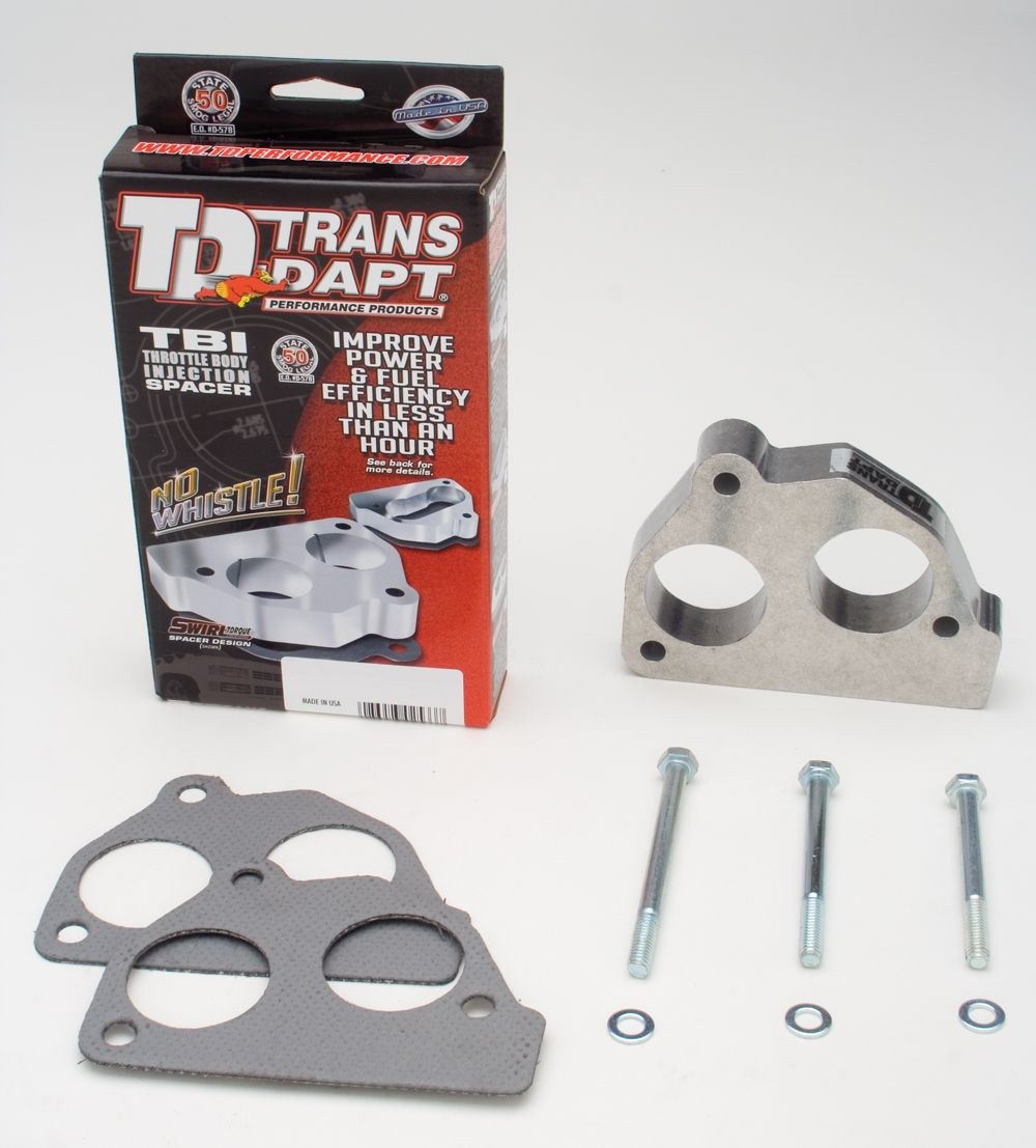 Trans-Dapt Performance Throttle Body Spacer, Smooth-Bore, 1 Inch Thick, Natural, Aluminum, 2 Port – 2733