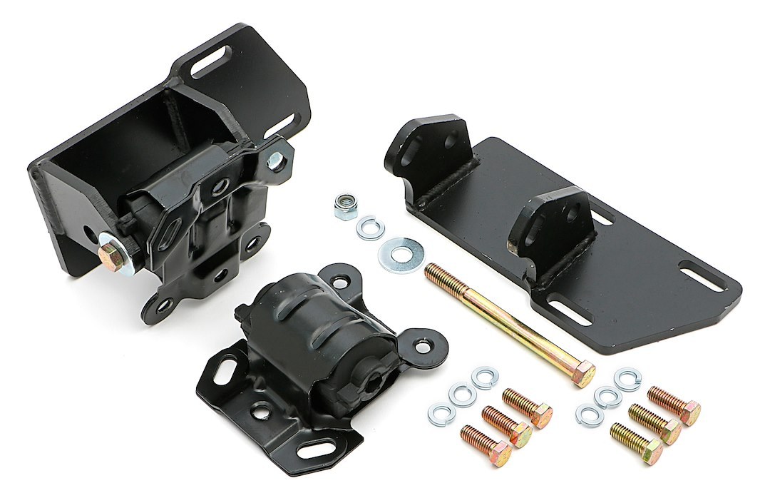 Trans-Dapt Performance Motor Mount, Engine Swap, For Use with Chevy V8, Black, With 2 Motor Mount Brackets and 2 Rubber/ Steel Mount Pads – 4406