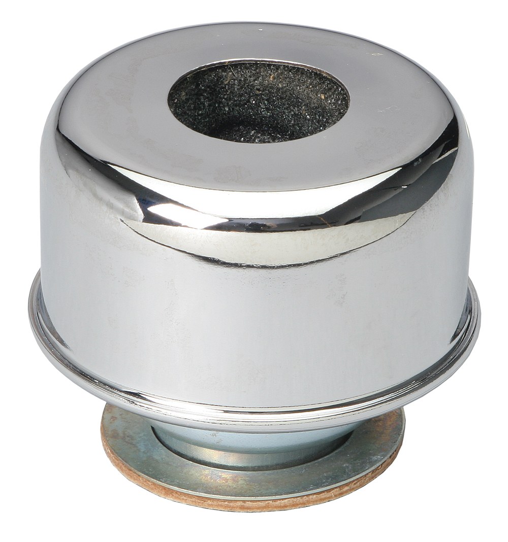 Trans-Dapt Performance Crankcase Breather Cap, Round, Twist IN Style, Chrome – 4999