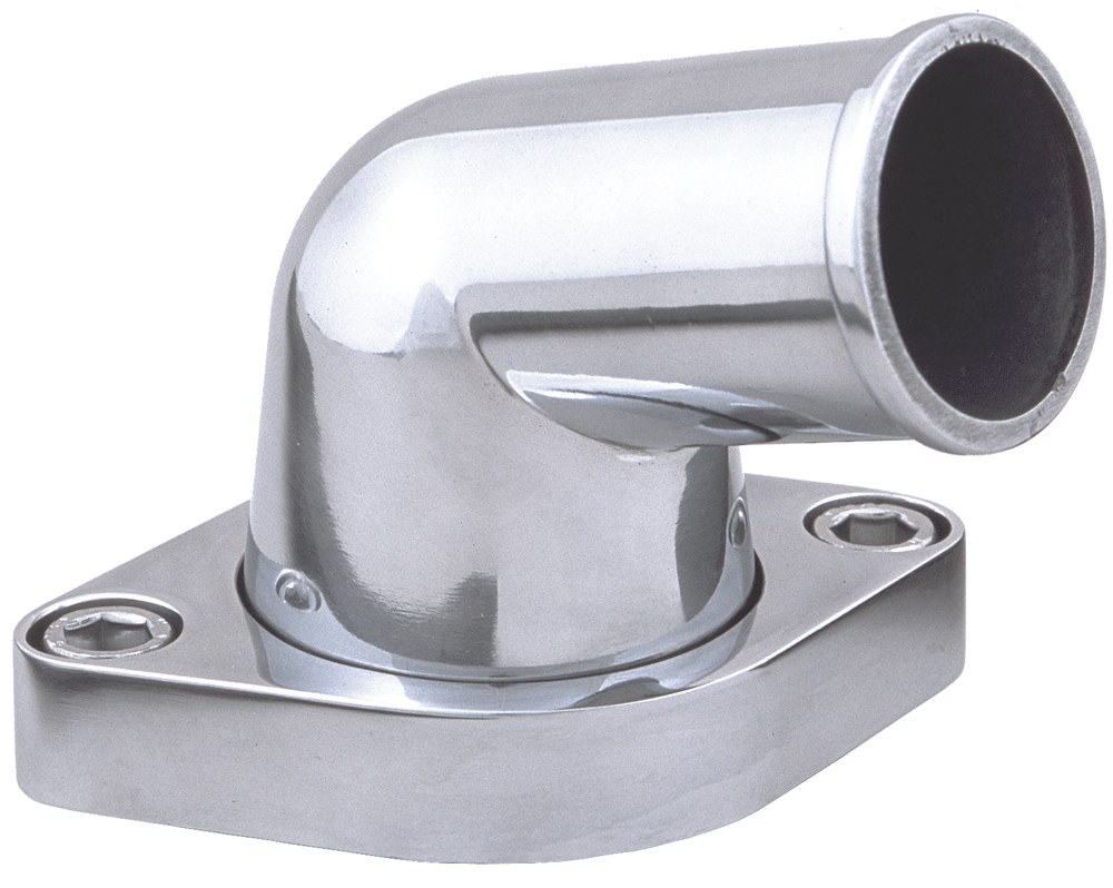 Trans-Dapt Performance Coolant Filler Neck, 15 Degree Swivel Style, Use on Small Block Chevy and Big Block Chevy, Polished, Aluminum – 6016
