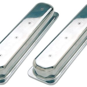 Trans-Dapt Performance Valve Cover, For Use with 1987 and Up Small Block Chevy 305-350, Short, No Holes, Without Baffles, Chrome Plated, Steel – 6036