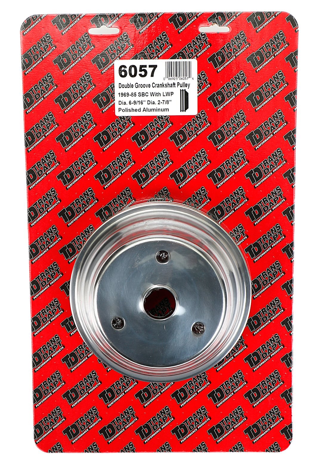 Trans-Dapt Performance Crankshaft Pulley, For Use with 1969-1985 Chevrolet 283/350, 2 Groove, 6-9/16 Inch Diameter, 2-7/8 Inch Depth – 6057