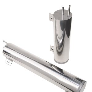 Trans-Dapt Performance Radiator Overflow Tank, 2 Inch Diameter/ 15 Inch Height, 24 Ounce Fluid Capacity, Polished, Stainless Steel – 6911