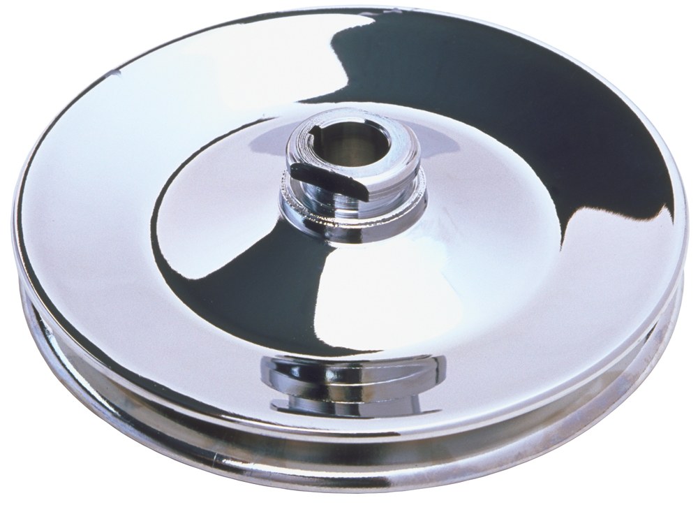 Trans-Dapt Performance Power Steering Pump Pulley, GM, Single Groove V-Belt, Short Water Pump, Chrome – 6913