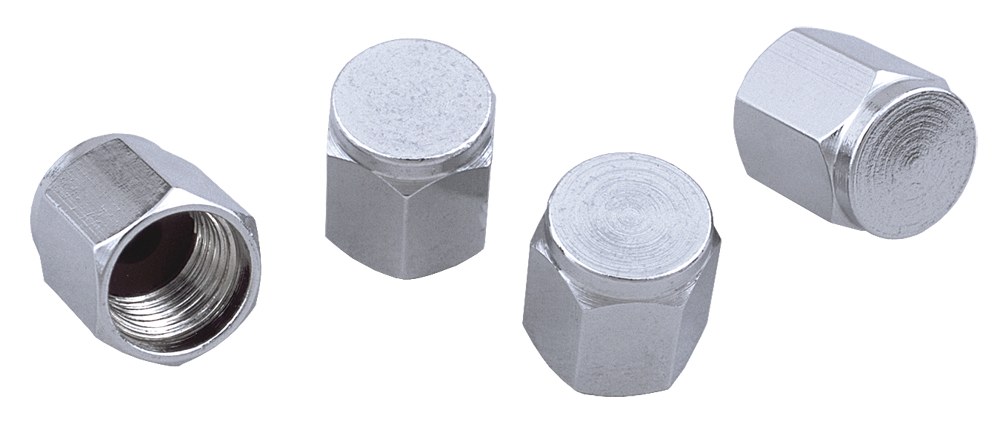 Trans-Dapt Performance Valve Stem Cap, Hex Shape, Chrome, Set of 4 – 7117