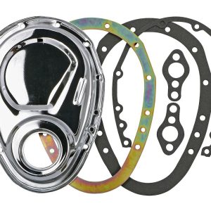 Trans-Dapt Performance Timing Cover, 2 Piece Cover, Chrome Plated, Steel, With Gasket, Without Bolts – 8909