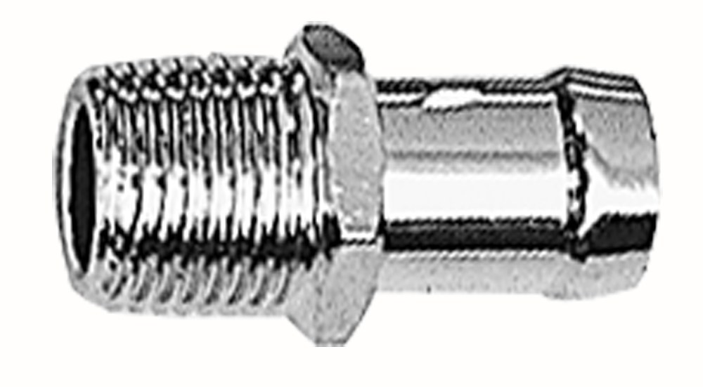 Trans-Dapt Performance Adapter Fitting, 1/2 Inch NPT to 5/8 Inch Hose Barb, Chrome, Steel, Single – 9515