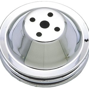 Trans-Dapt Performance Water Pump Pulley, Small Block Chevrolet, Short Pump, Double Groove V-Belt, Chrome, Steel – 9601