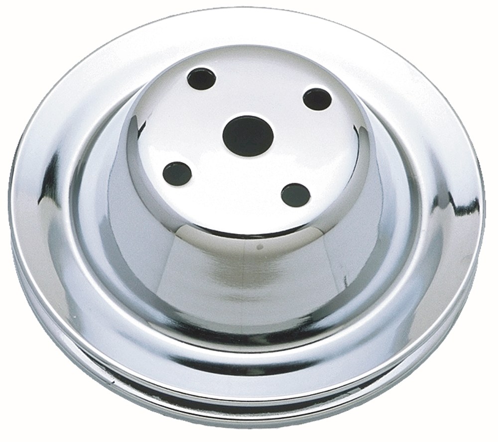 Trans-Dapt Performance Water Pump Pulley, For Use on Small Block Chevy 1969-85, Long Water Pump, Single Groove, 6.3 Inch Diameter, 2 Inch Depth – 9604
