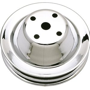 Trans-Dapt Performance Water Pump Pulley, For Use on Small Block Chevy 1969-85, Long Water Pump, Double Groove, 6.3 Inch Diameter, 2 Inch Depth – 9605