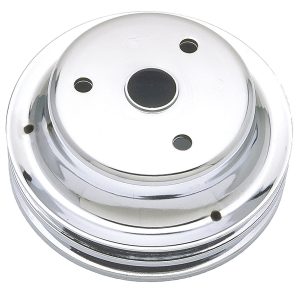 Trans-Dapt Performance Crankshaft Pulley, Double Groove, 6-7/8 Inch Diameter, 2-15/16 Inch Depth, Long Water Pump, Chrome, Steel – 9607