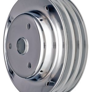 Trans-Dapt Performance Crankshaft Pulley, 3 Groove, 7.8 Inch Diameter, 2-3/16 Inch Depth, Long Water Pump, Chrome, Steel – 9608