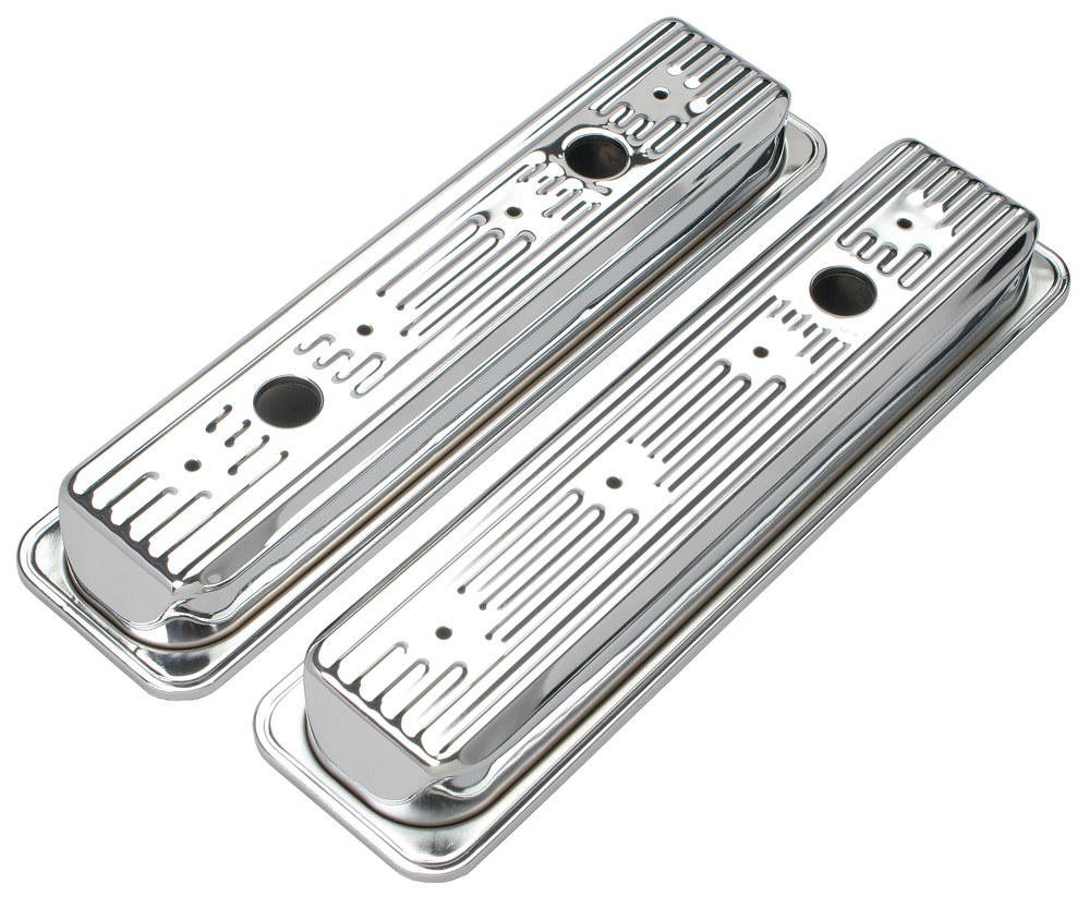 Trans-Dapt Performance Valve Cover, Small Block Chevy, 2-3/4 Inch Height, Without Bolts, With Oil Fill Hole, Without Breather, With Baffle – 9702