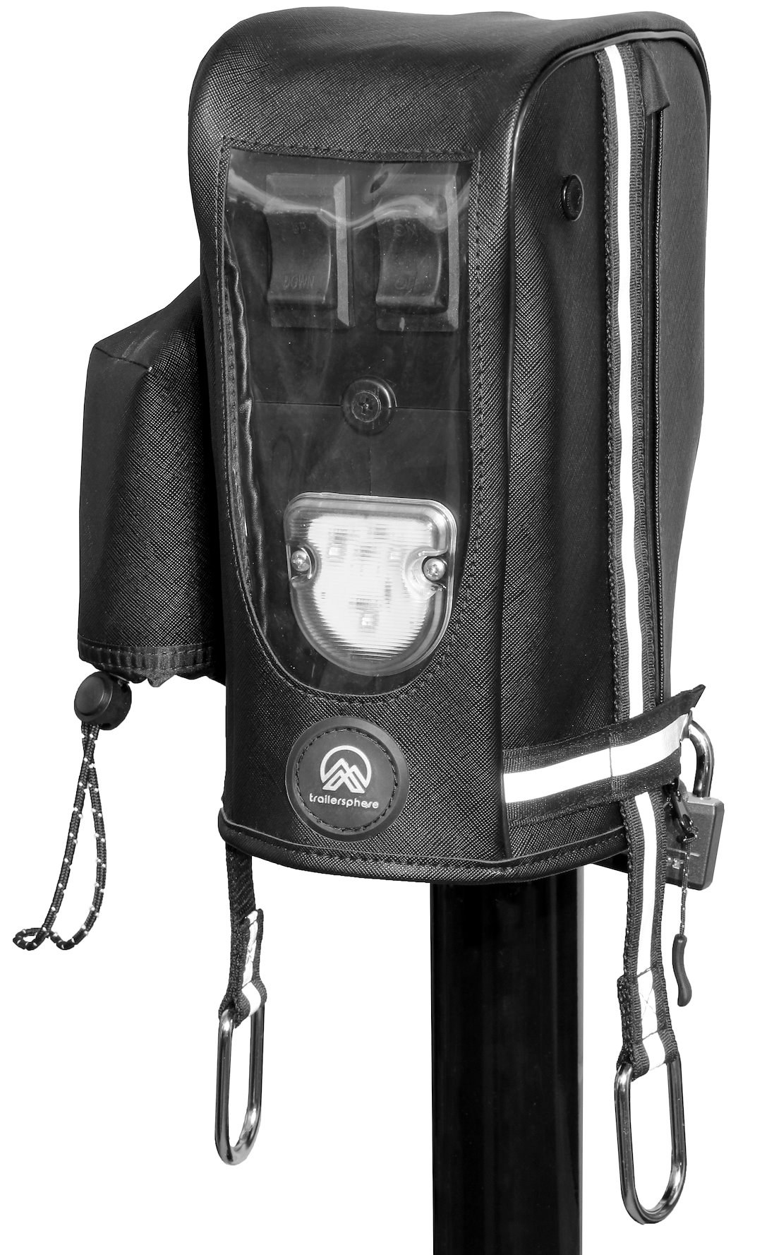 Trail Sphere Trailer Tongue Jack Cover, Clever Cover ™ the Cascades, Use with Fic Electric Jack, Protects from Dirt/ Harsh Elements/ Weather – CCFIC05