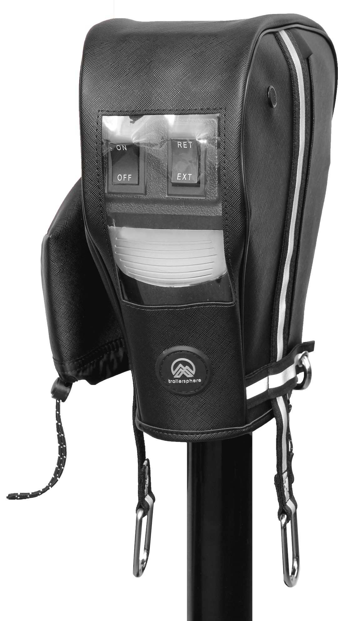 Trail Sphere Trailer Tongue Jack Cover, Clever Cover ™ the Olympic, Use with Lci Electric Jack, Protects from Dirt/ Harsh Elements/ Weather – CCLCI02
