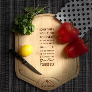 Trail Sphere Cutting Board, Counter Top Use, Brown, Bamboo, With Juice Groove and Handle – GCCBD05