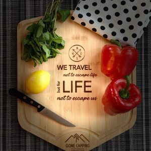 Trail Sphere Cutting Board, Counter Top Use, Brown, Bamboo, With Juice Groove and Handle – GCCBD05
