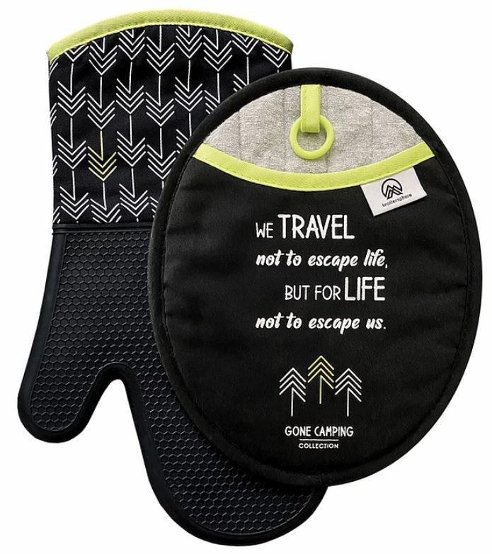 Trail Sphere Cooking Mitt, Gone Camping, Oven Mitt and Pot Holder, Withstands Temperature Up to 450 Degree Fahrenheit, Black, Silicone – GCOM02
