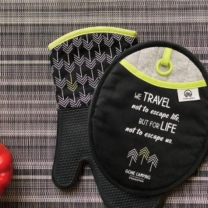 Trail Sphere Cooking Mitt, Gone Camping, Oven Mitt and Pot Holder, Withstands Temperature Up to 450 Degree Fahrenheit, Black, Silicone – GCOM02