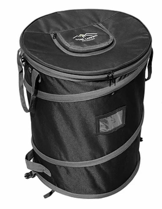 Trail Sphere Trash Can, Gone Camping, 30 Gallon Capacity, Round, Recycling Bin, Free Standing, Collapsible, 18 Inch Diameter X 24 Inch Height – GCTB01