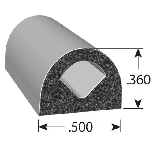 Trimlok Multi Purpose Weather Stripping, 108 Series, Roll, 50 Foot Length X 1/2 Inch Width X 0.360 Inch Height, Black, Epdm Sponge Rubber – X108HT-50